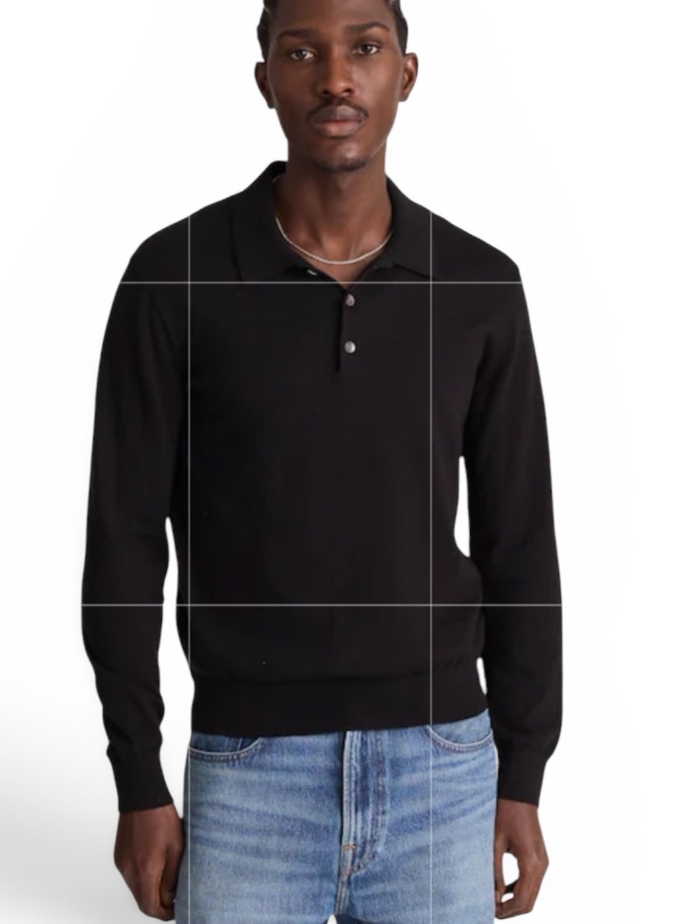 Madewell Men's Long-Sleeve Sweater Polo Breathable Black Cotton NWT Size Medium